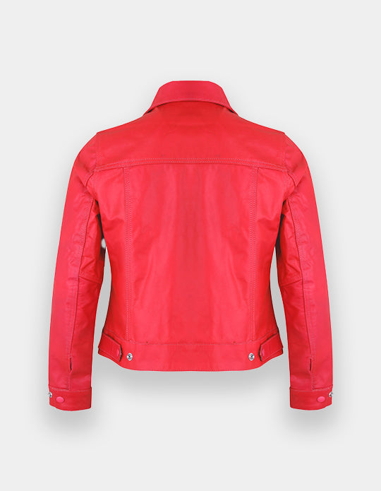 Women's Leather Trucker Jacket Classic Western Casual Denim Jeans Jacket, Chaqueta de cuero estilo camionero.